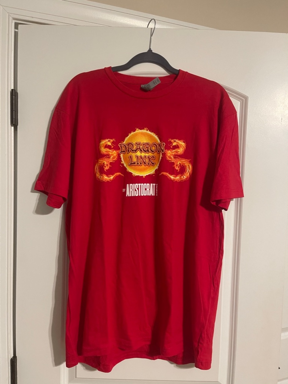 Dragon Link Red Graphic Tee - Men's Short Sleeve Shirt Aristocrat Gaming Slots